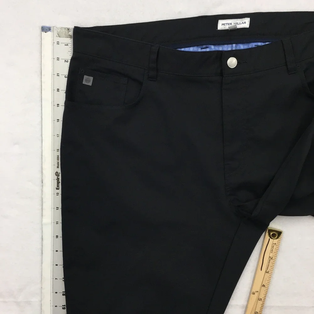 Peter Millar EB66 Performance Five-Pocket Pants Mens 38x32 Black Golf Trousers